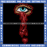 Green Eyeball Eye Bleeding Heart Pain Sadness Dripping Blood Tears Logo Hustle Skillz SVG PNG JPG Vector Cut Files Silhouette Cricut