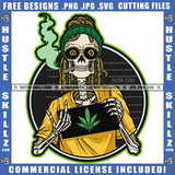 Skeleton's Skull Bone Kinky Afro Hairstyle Sunglasses Glass Hand Middle Finger 420 Cannabis Smoking Blunt Marijuana Weed leaf Logo Hustle Skillz SVG PNG JPG Vector Cut Files Silhouette Cricut