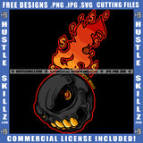 Evil Devil Face on Fire Flames Bowling Ball Cartoon Red Yellow Orange Fire Red-Eyes Burn Logo Hustle Skillz SVG PNG JPG Vector Cut Files Silhouette Cricut