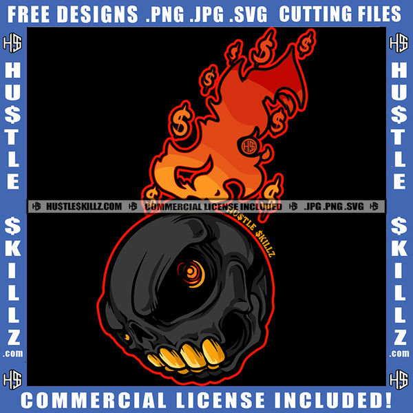 Evil Devil Face on Fire Flames Bowling Ball Cartoon Red Yellow Orange Fire Red-Eyes Burn Logo Hustle Skillz SVG PNG JPG Vector Cut Files Silhouette Cricut