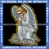 Angel Blind Folded Hold Gold Chain Showing Off Money Hustler Grinding Logo Hustle Skillz SVG PNG JPG Vector Cut Files Silhouette Cricut