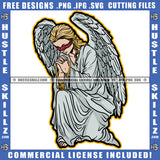 Angel Blind Red Folded Hold Gold Chain Yellow Border Logo Hustle Skillz SVG PNG JPG Vector Cut Files Silhouette Cricut