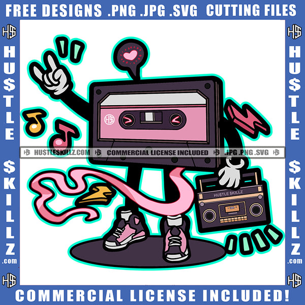 Hip Hop Beatbox Boombox Radio Music Gangnam Style Shoe Sounds Songs Love Hustler Logo Hustle Skillz SVG PNG JPG Vector Cut Files Silhouette Cricut