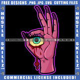 Hand Green Eye Bleeding Center Creepy Tears Monster Abstract Fingernails Graphic Icon Grind Hustler Logo Hustle Skillz SVG PNG JPG Vector Cut Files Silhouette Cricut