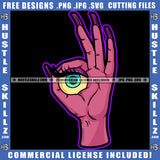 Hand Green One Eye Scary Monster Abstract Fingernails Graphic Icon Grind Hustler Logo Hustle Skillz SVG PNG JPG Vector Cut Files Silhouette Cricut