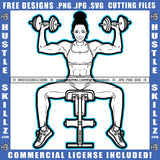 Fitness Woman Black And White Design Curvy Sexy Slim Figure Lift Dumbbells' Workout Gym Arms Exercise Graphic Logo Hustle Skillz SVG PNG JPG Vector Cut Files Silhouette Cricut