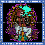 Buddha Skeleton Hookah Skull Bones Death Creepy Cannabis Smoking Blunt Marijuana Weed leaf Logo Hustle Skillz SVG PNG JPG Vector Cut Files Silhouette Cricut