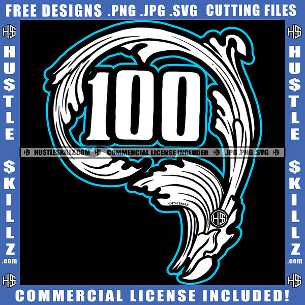 100 Dollar Black And White Graphic Design Bill Money Cash Dinero Hustling Hustler Illustration Logo Hustle Skillz SVG PNG JPG Vector Cut Files Silhouette Cricut