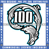 100 Dollar Black And White Graphic Design Bill Money Cash Dinero Hustling Hustler Illustration Logo Hustle Skillz SVG PNG JPG Vector Cut Files Silhouette Cricut