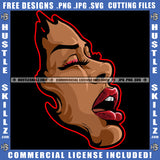 Nubian Woman Half Face Blowing Air Wind Breathe Graphic Icon Grind Logo Hustle Skillz SVG PNG JPG Vector Cut Files Silhouette Cricut