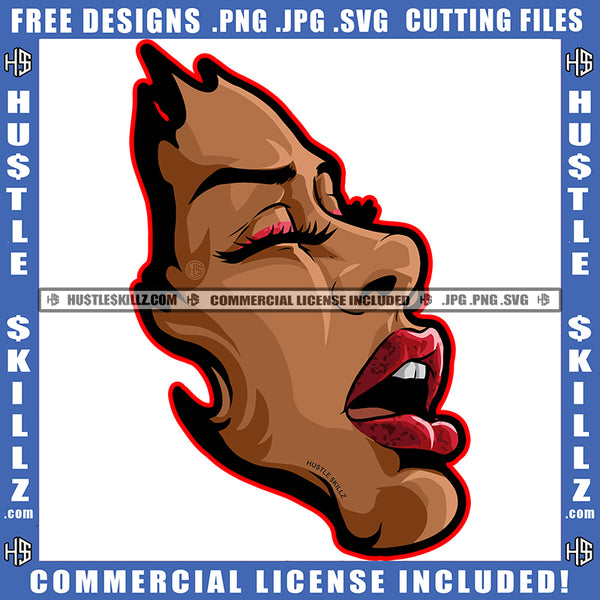 Nubian Woman Half Face Blowing Air Wind Breathe Graphic Icon Grind Logo Hustle Skillz SVG PNG JPG Vector Cut Files Silhouette Cricut