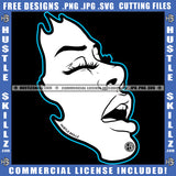 African American Lady Black And White Design Melanin Woman Half Face Blowing Air Wind Breathe Graphic Icon Grind Logo Hustle Skillz SVG PNG JPG Vector Cut Files Silhouette Cricut