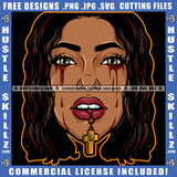 Melanin Woman Bleeding Blood Tears Eyes Cross Logo Hustle Skillz SVG PNG JPG Vector Cut Files Silhouette Cricut