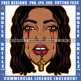 Melanin Woman Bleeding Blood Tears Eyes Cross Logo Hustle Skillz SVG PNG JPG Vector Cut Files Silhouette Cricut