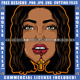 African American Lady Nubian Woman Lip Cross Logo Hustle Skillz SVG PNG JPG Vector Cut Files Silhouette Cricut