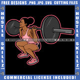 Fitness Nubian Woman Slim Figure Lift Weights Dumbbells' Workout Gym Exercise Graphic Logo Hustle Skillz SVG PNG JPG Vector Cut Files Silhouette Cricut