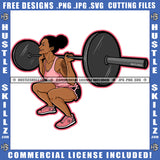 Fitness Nubian Woman Slim Figure Lift Weights Dumbbells' Workout Gym Exercise Graphic Logo Hustle Skillz SVG PNG JPG Vector Cut Files Silhouette Cricut