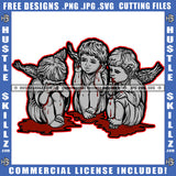 Angel See No Evil Hear No Evil Speak No Evil Bleeding Blood Illustration Design  Logo Hustle Skillz SVG PNG JPG Vector Cut Files Silhouette Cricut