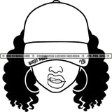 Nubian Woman Baseball Hat Cap Black And White Designs Hustle Skillz SVG PNG JPG Vector Cutting Files Silhouette Cricut