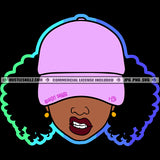 Black Woman Baseball Hat Cap Nubian Kinky Hair Hustle Skillz SVG PNG JPG Vector Cutting Files Silhouette Cricut