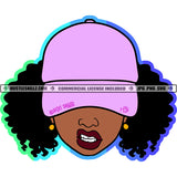 Black Woman Baseball Hat Cap Nubian Kinky Hair Hustle Skillz SVG PNG JPG Vector Cutting Files Silhouette Cricut