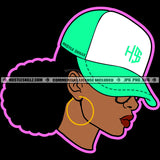 Melanin Woman Wearing Baseball Hat Cap Hustle Skillz SVG PNG JPG Vector Cutting Files Silhouette Cricut