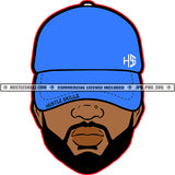 Bearded Handsome Man Wearing Baseball Hat Logo Designs Elements Hustle Skillz SVG PNG JPG Vector Cutting Files Silhouette Cricut