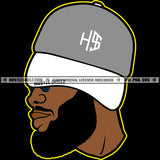 Handsome Bearded Man Baseball Hat Logo Designs Elements Hustle Skillz SVG PNG JPG Vector Cutting Files Silhouette Cricut