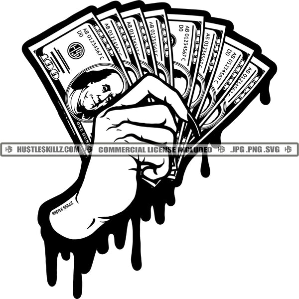 Female Woman Hand Carrying Money Cash Grind Hustler Black And White Designs Hustle Skillz SVG PNG JPG Vector Cutting Files Silhouette Cricut