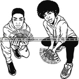 Black Men Street Boys Ghetto Bragging Money Spread Black And White Designs Hustle Skillz SVG PNG JPG Vector Cutting Files Silhouette Cricut