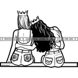 Best Friends Queens Crown Support Love Sisters Sistas Buddies Black and White Designs Logo Designs Elements Hustle Skillz SVG PNG JPG Vector Cutting Files Silhouette Cricut