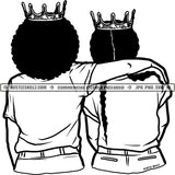 Best Friends Queens Crown Support Love Sisters Sistas Buddies Black and White Designs Logo Designs Elements Hustle Skillz SVG PNG JPG Vector Cutting Files Silhouette Cricut