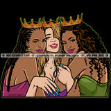 Queens Love Hugging Best Friends Buddies Sisters Sistas Woman Together Queen Crown Logo Hustle Skillz SVG PNG JPG Vector Cut  Files Silhouette Cricut