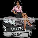 Boss Wife Mom Successful Woman Books Achievement's Logo Hustle Skillz SVG PNG JPG Vector Cut  Files Silhouette Cricut