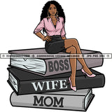 Boss Wife Mom Successful Woman Books Achievement's Logo Hustle Skillz SVG PNG JPG Vector Cut  Files Silhouette Cricut
