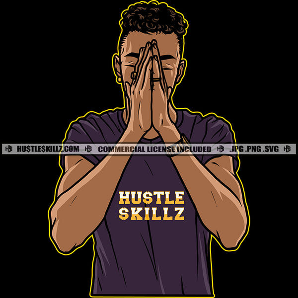 Black Man Praying God Prayers Pray Logo Hustle Skillz SVG PNG JPG Vector Cut  Files Silhouette Cricut