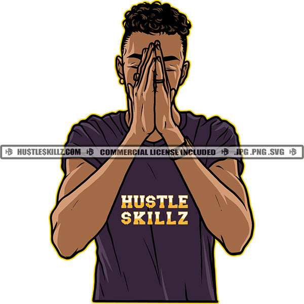 Black Man Praying God Prayers Pray Logo Hustle Skillz SVG PNG JPG Vector Cut  Files Silhouette Cricut
