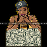 Gangster Woman Baseball hat Money Stacks Boss Lady Business Woman Ghetto Street Girl Logo Hustle Skillz SVG PNG JPG Vector Cut  Files Silhouette Cricut