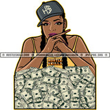 Gangster Woman Baseball hat Money Stacks Boss Lady Business Woman Ghetto Street Girl Logo Hustle Skillz SVG PNG JPG Vector Cut  Files Silhouette Cricut