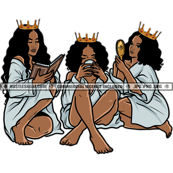 Successful Melanin Queens Girls Love Support Best Friends Buddies Sisters Sistas Woman Together Queen Crown Logo Hustle Skillz SVG PNG JPG Vector Cut  Files Silhouette Cricut