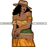 Melanin Woman Pamela Hat Matching Clothes Basket Veggies Logo Hustle Skillz SVG PNG JPG Vector Cut  Files Silhouette Cricut