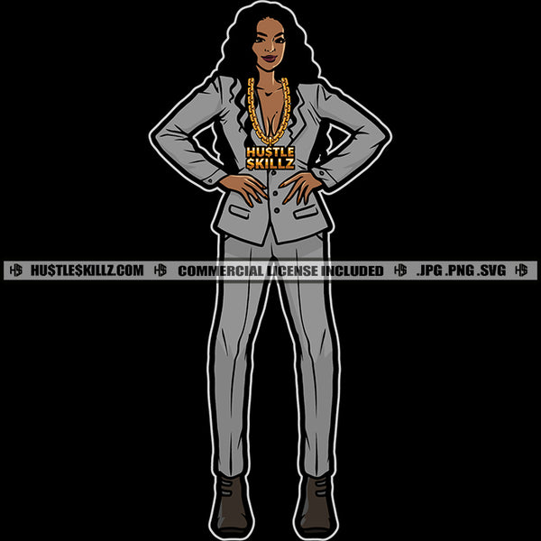 Boss Lady Classy Outfit Suit Business Woman Logo Hustle Skillz SVG PNG JPG Vector Cut  Files Silhouette Cricut