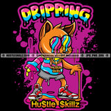 Dripping Cat Melting Hustle Skillz SVG PNG JPG Vector Cutting Files Silhouette Cricut