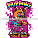 Dripping Cat Melting Hustle Skillz SVG PNG JPG Vector Cutting Files Silhouette Cricut