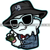 Gangster Ice-cream Man Snowman Counting Money Hustle Skillz SVG PNG JPG Vector Cut Files Silhouette Cricut