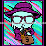 Gangster Ice-cream Man Snowman Money Bag Hustle Skillz SVG PNG JPG Vector Cut Files Silhouette Cricut