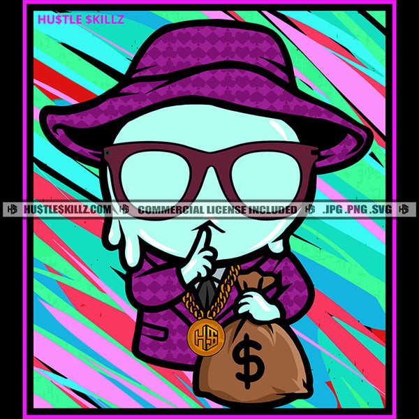 Gangster Ice-cream Man Snowman Money Bag Hustle Skillz SVG PNG JPG Vector Cut Files Silhouette Cricut