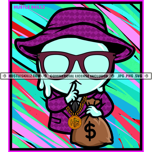 Gangster Ice-cream Man Snowman Money Bag Hustle Skillz SVG PNG JPG Vector Cut Files Silhouette Cricut