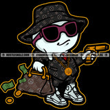 Gangster Ice-cream Man Snowman Carrying Bag Full Money Handgun Hustle Skillz SVG PNG JPG Vector Cut Files Silhouette Cricut