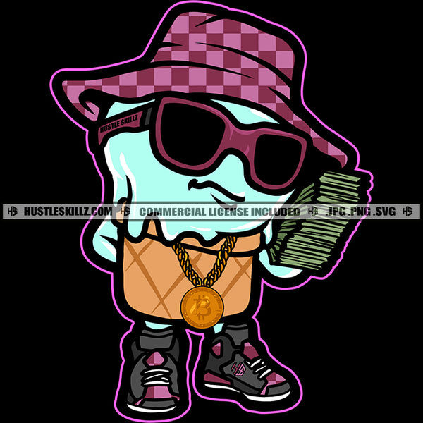 Ice-cream Man Money Stack Snowman Hustler Grind Hustle Skillz SVG PNG JPG Vector Cutting Files Silhouette Cricut